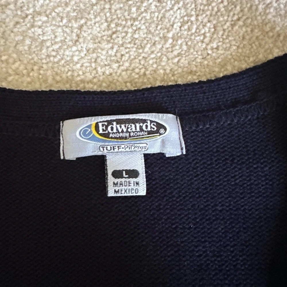 Navy Blue V-Neck Cardigan Sweater - Picture 2 of 2